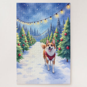 Staffordshire Bull Terrier auf einer Weihnachtsbau Puzzle