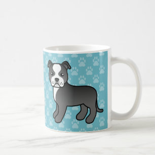 Staffordshire Bull Terrier Black and White Cartoon Tasse