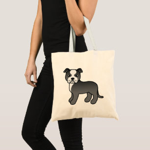 Staffordshire Bull Terrier Black and White Cartoon Tragetasche