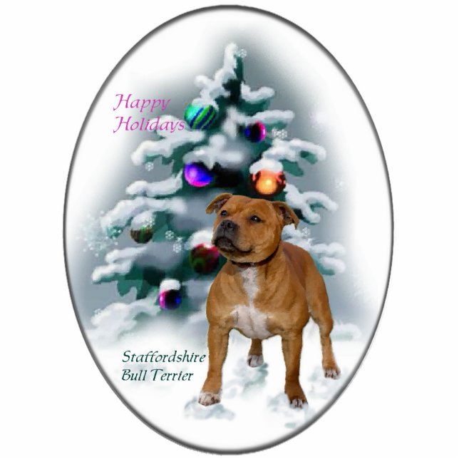 Staffordshire Bull Terrier Christmas Geschenke Fotoskulptur Ornament (Vorne)