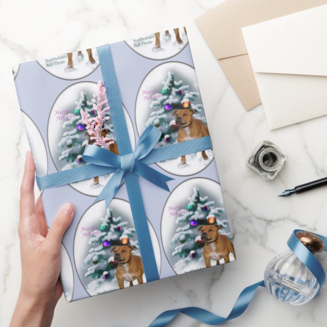 Staffordshire Bull Terrier Christmas Geschenkpapier (Schenken)