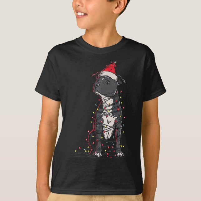 Staffordshire Bull Terrier Christmas Graphics Dog  T-Shirt (Vorderseite)