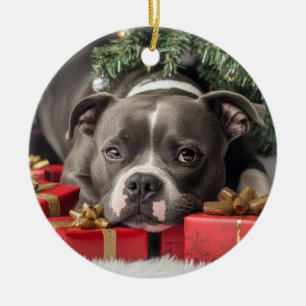 Staffordshire Bull Terrier Christmas Keramik Ornament