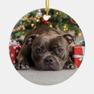 Staffordshire Bull Terrier Christmas Keramik Ornament