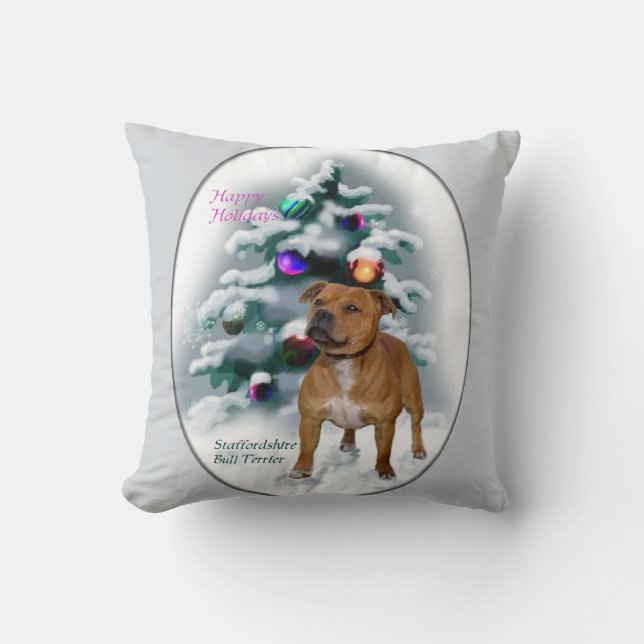 Staffordshire Bull Terrier Christmas Kissen (Vorderseite)