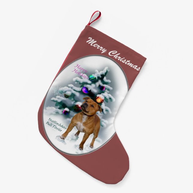 Staffordshire Bull Terrier Christmas Kleiner Weihnachtsstrumpf (Vorderansicht (hängend))