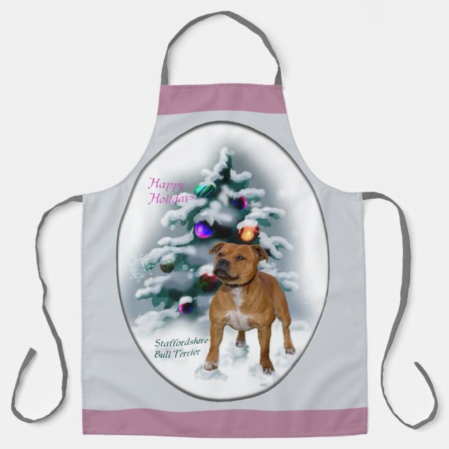 Staffordshire Bull Terrier Christmas Schürze (Vorderseite)