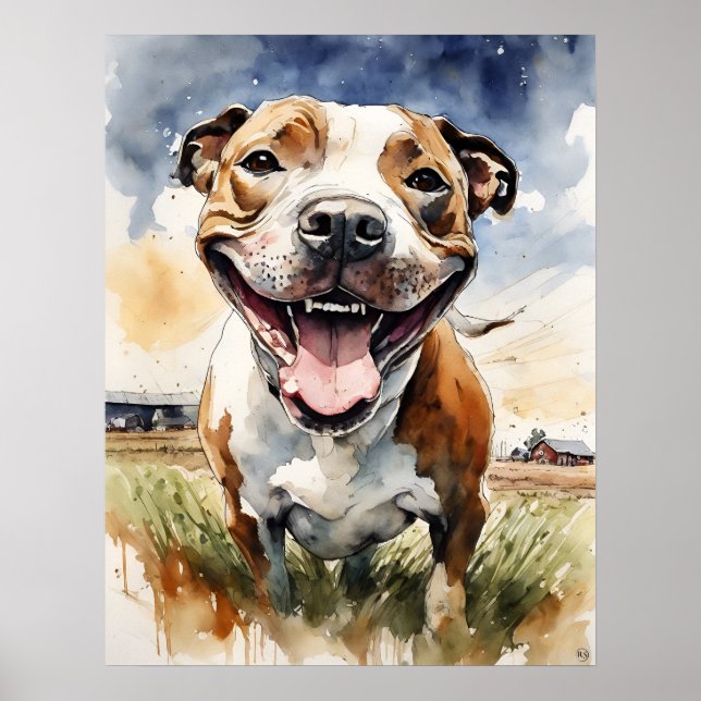 Staffordshire Bull Terrier - Dog Art Print Poster (Vorne)