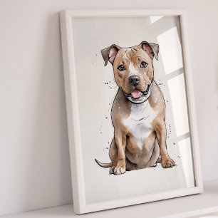 Staffordshire Bull Terrier Dog Art Print Poster