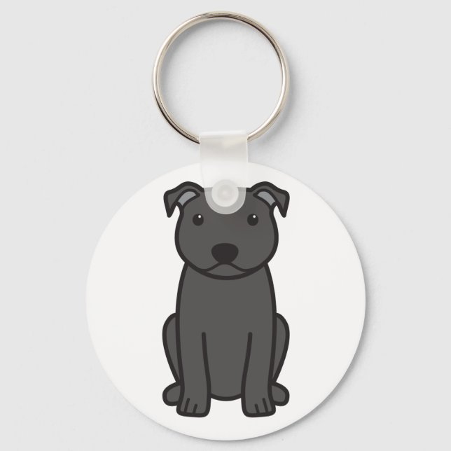 Staffordshire Bull Terrier Dog Cartoon Schlüsselanhänger (Vorderseite)