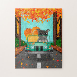 Staffordshire Bull Terrier Fall Pumpkin Puzzle