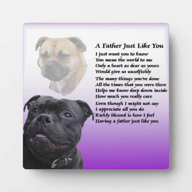 Staffordshire Bull Terrier Father Gedicht Plaque Fotoplatte (Vorderseite)