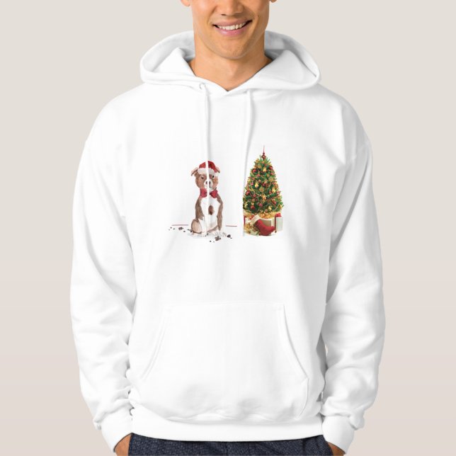 Staffordshire Bull Terrier Funny Christmas Dog Hoodie (Vorderseite)