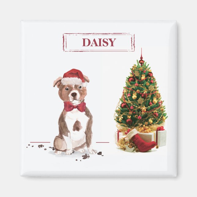 Staffordshire Bull Terrier Funny Christmas Dog Magnet (Vorne)