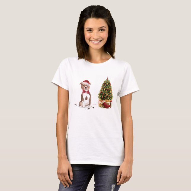 Staffordshire Bull Terrier Funny Christmas Dog T-Shirt (Vorne ganz)