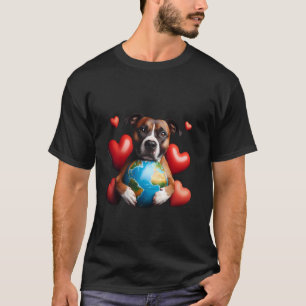 Staffordshire Bull Terrier Hund Erdtags Umarmung L T-Shirt