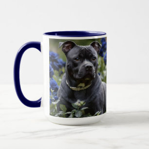 Staffordshire Bull Terrier in Blue Rose Garden, Tasse