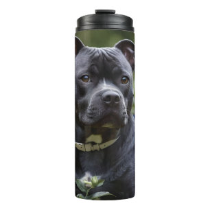 Staffordshire Bull Terrier in Blue Rose Garden, Thermosbecher