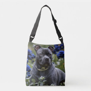Staffordshire Bull Terrier in Blue Rose Garden, Tragetaschen Mit Langen Trägern