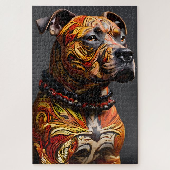 Staffordshire Bull Terrier in Warrior Atture Puzzle (Vertikal)