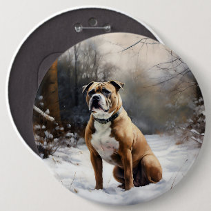 Staffordshire Bull Terrier Lass es schneien Weihna Button