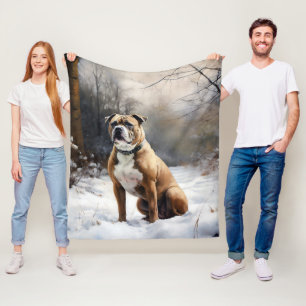 Staffordshire Bull Terrier Lass es schneien Weihna Fleecedecke