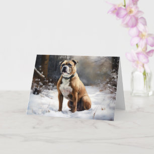Staffordshire Bull Terrier Lass es schneien Weihna Karte