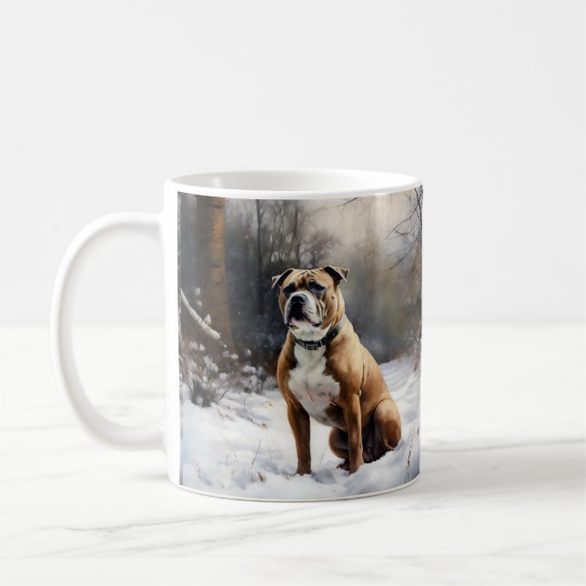 Staffordshire Bull Terrier Let It Snow Christmas Kaffeetasse (Links)