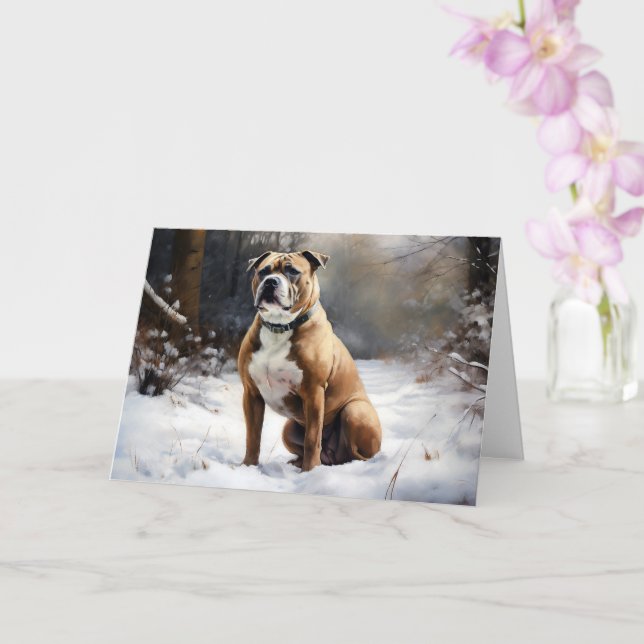 Staffordshire Bull Terrier Let It Snow Christmas Karte (Orchidee)