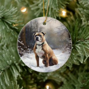 Staffordshire Bull Terrier Let It Snow Christmas Keramik Ornament