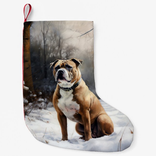 Staffordshire Bull Terrier Let It Snow Christmas Kleiner Weihnachtsstrumpf (Vorderseite)