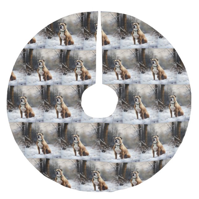 Staffordshire Bull Terrier Let It Snow Christmas Polyester Weihnachtsbaumdecke (Vorderseite)