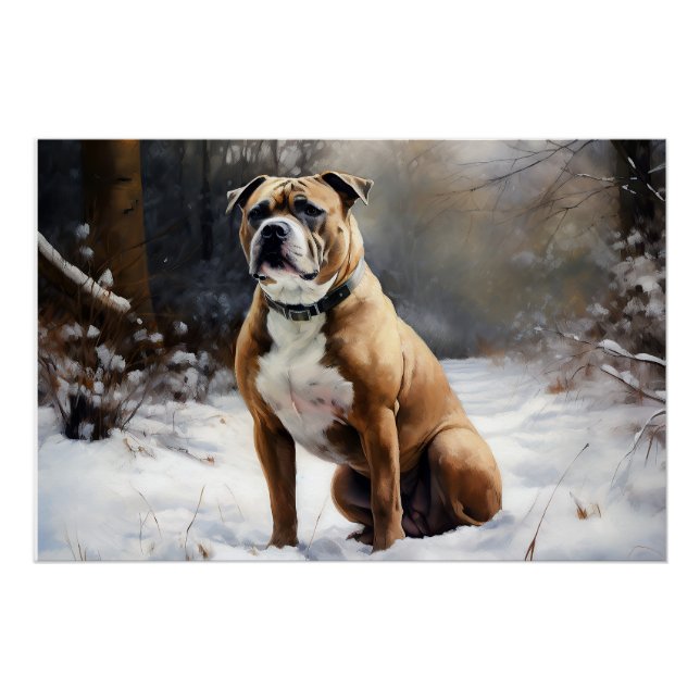 Staffordshire Bull Terrier Let It Snow Christmas Poster (Vorderseite)