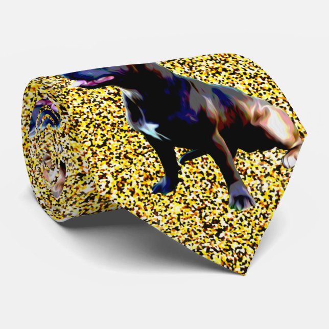Staffordshire Bull Terrier On Gold, Neck Tie Krawatte (Gerollt)