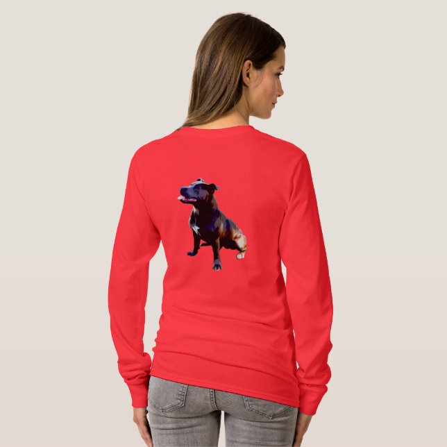 Staffordshire Bull Terrier Painted, Red Tshirt (Schwarz voll)