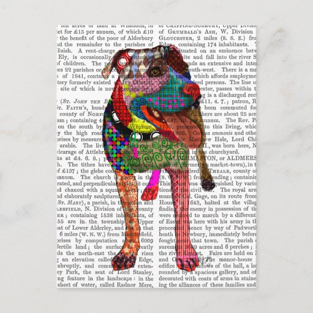 Staffordshire Bull Terrier - Patchwork Postkarte (Vorderseite)