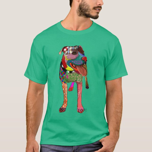 Staffordshire Bull Terrier - Patchwork T-Shirt (Vorderseite)