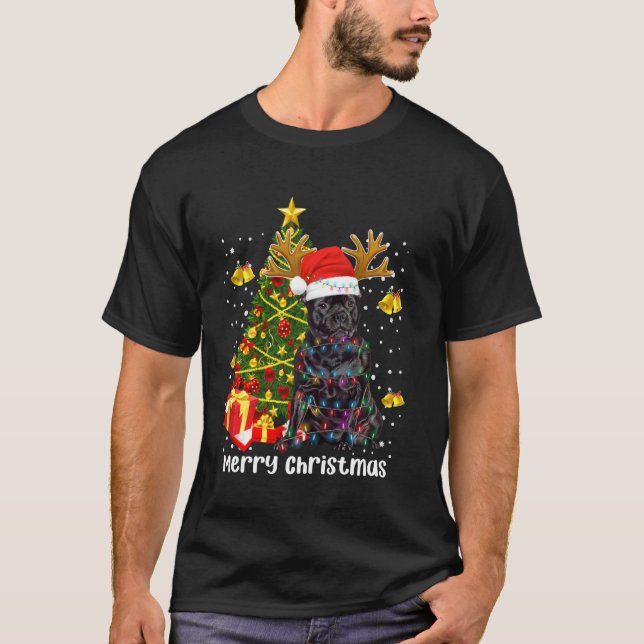 Staffordshire Bull Terrier Santa Christmas Tree Li T-Shirt (Vorderseite)