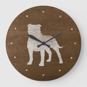 Staffordshire Bull Terrier Silhouette Große Wanduhr