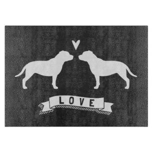 Staffordshire Bull Terrier Silhouetten Liebe Schneidebrett