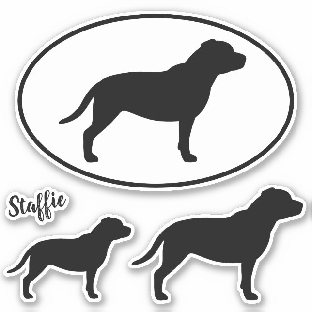 Staffordshire Bull Terrier Silhouetten Sticker Set (Vorderseite)
