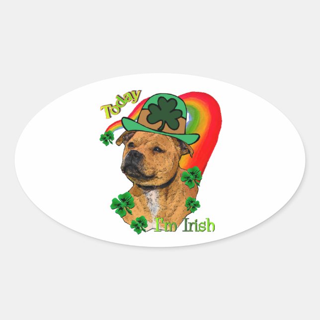 Staffordshire Bull Terrier St Patricks Ovaler Aufkleber (Vorderseite)