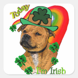 Staffordshire Bull Terrier St Patricks Quadratischer Aufkleber
