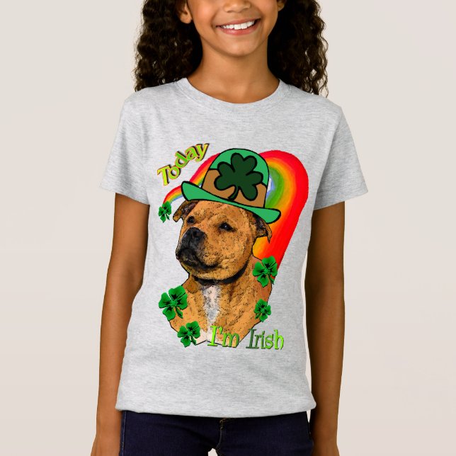 Staffordshire Bull Terrier St Patricks T-Shirt (Vorderseite)