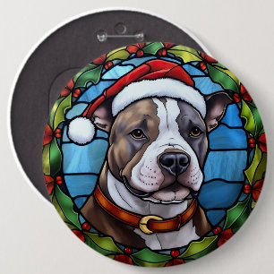 Staffordshire Bull Terrier Stettglass Weihnachten Button
