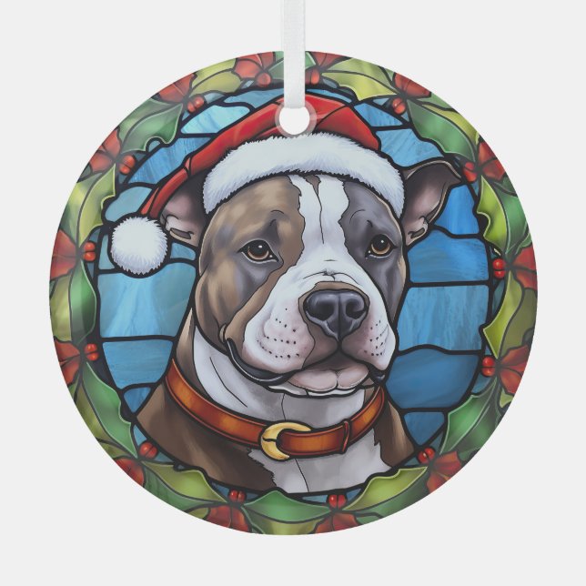 Staffordshire Bull Terrier Stettglass Weihnachten Ornament Aus Glas (Vorderseite)
