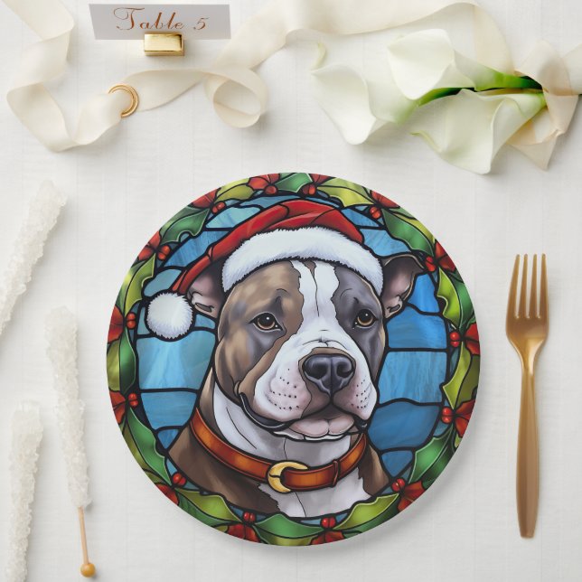 Staffordshire Bull Terrier Stettglass Weihnachten Pappteller (Hochzeit)