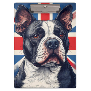 Staffordshire Bull Terrier Union Jack Klemmbrett