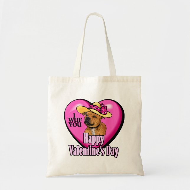 Staffordshire Bull Terrier Valentinstag Tragetasche (Vorne)