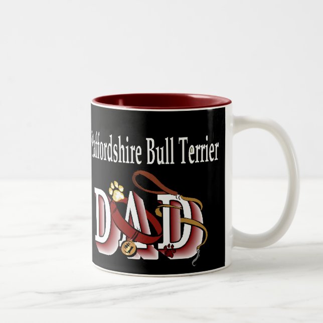 Staffordshire Bull Terrier Vater Geschenke Zweifarbige Tasse (Rechts)